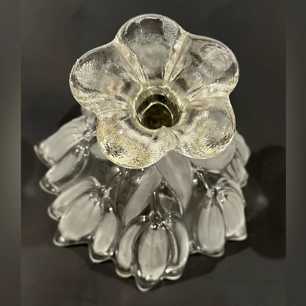 Mikasa Crystal Pedestal Tulips Satin Frosted Glass Footed Bowl 7" - Picture 9 of 9